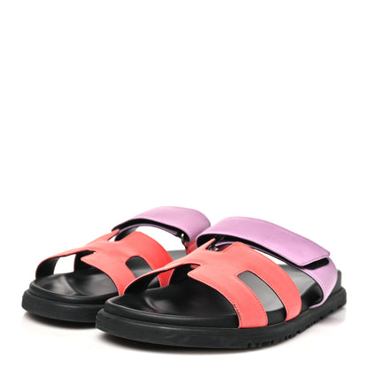 Hermes Satin Crepe Chypre Sandals 37.5 Rose Peche Violet Petale 4 of 12