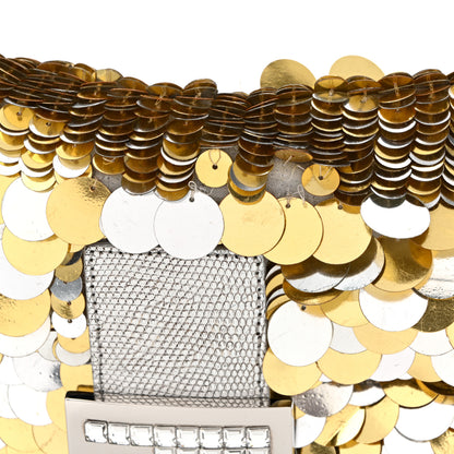 Fendi Sequin Lizard Crystal Baguette Silver Gold 10 of 10