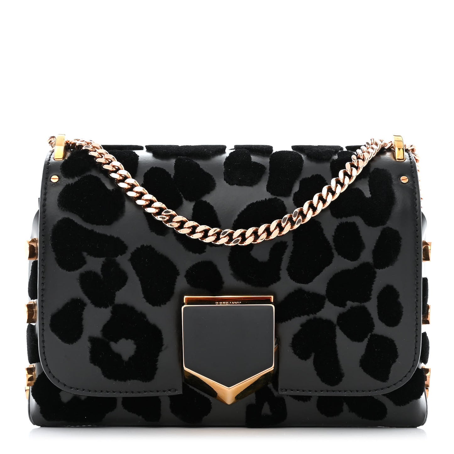 Calfskin Leopard Lockett Petite Shoulder Bag Black