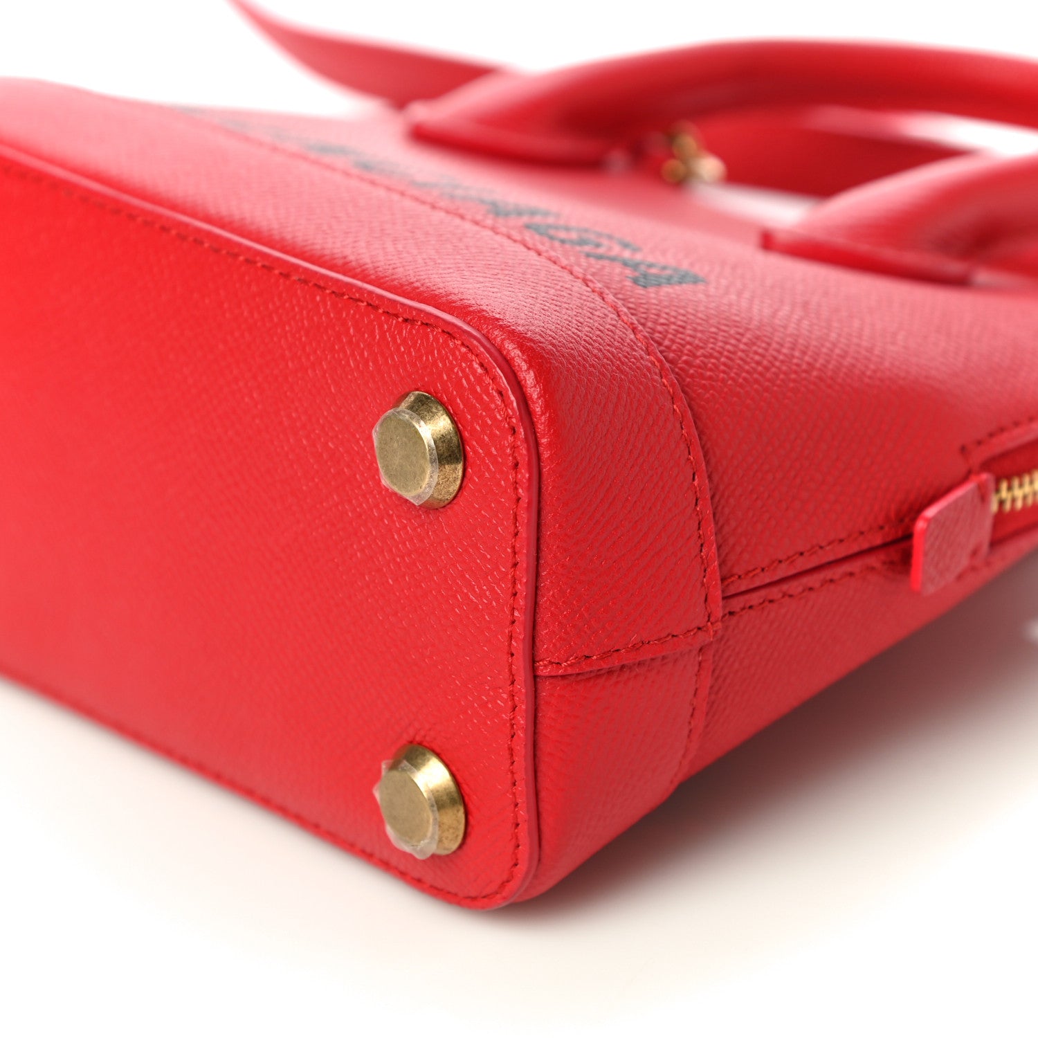 Balenciaga Signature Grained Calfskin Logo XXS Ville Top Handle Bag Rouge Coquelicot Black 9 of 9