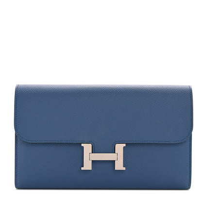 Hermes Epsom Constance Verso Long Wallet Bleu Agate Gris Mouette 1 of 10