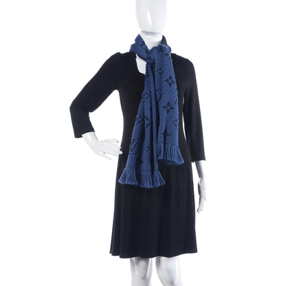 Louis Vuitton Wool Silk Logomania Scarf Denim Dark 2 of 4