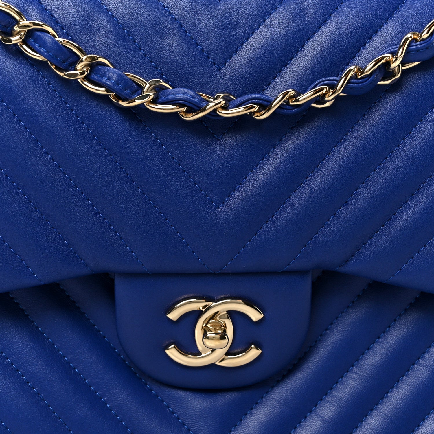 Chanel Lambskin Chevron Quilted Jumbo Double Flap Navy Blue 9 of 11