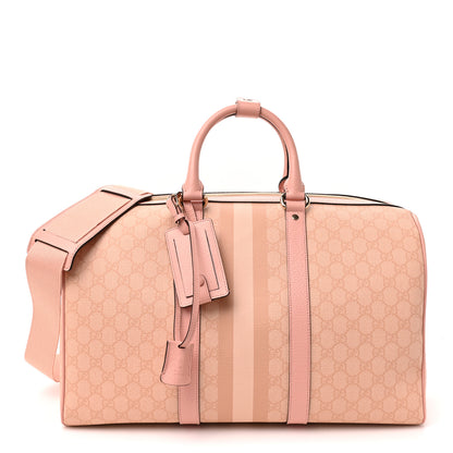 Gucci GG Supreme Monogram Textured Dollar Calfskin Web Medium Savoy Duffle Bag Rose Pink 1 of 10