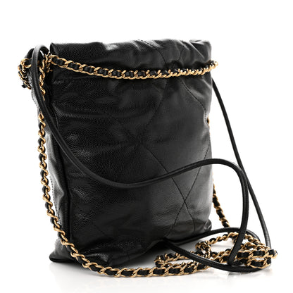 Chanel Shiny Caviar Quilted Monochrome Mini Chanel 22 Black 3 of 11