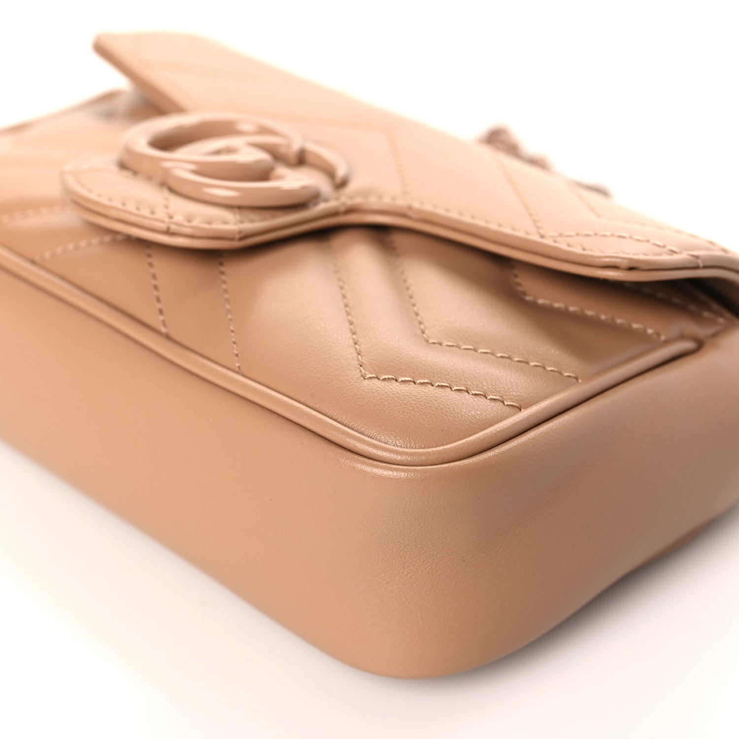 Gucci Calfskin Matelasse Monochrome Super Mini GG Marmont Shoulder Bag Camelia 9 of 9