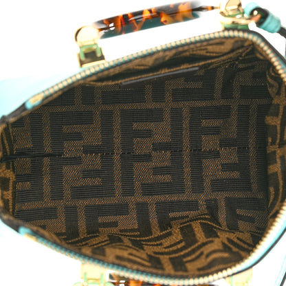 Fendi Vitello King Plexiglass Logo Embossed Mini By The Way Top Handle Boston Bag Spring Turquoise 5 of 12