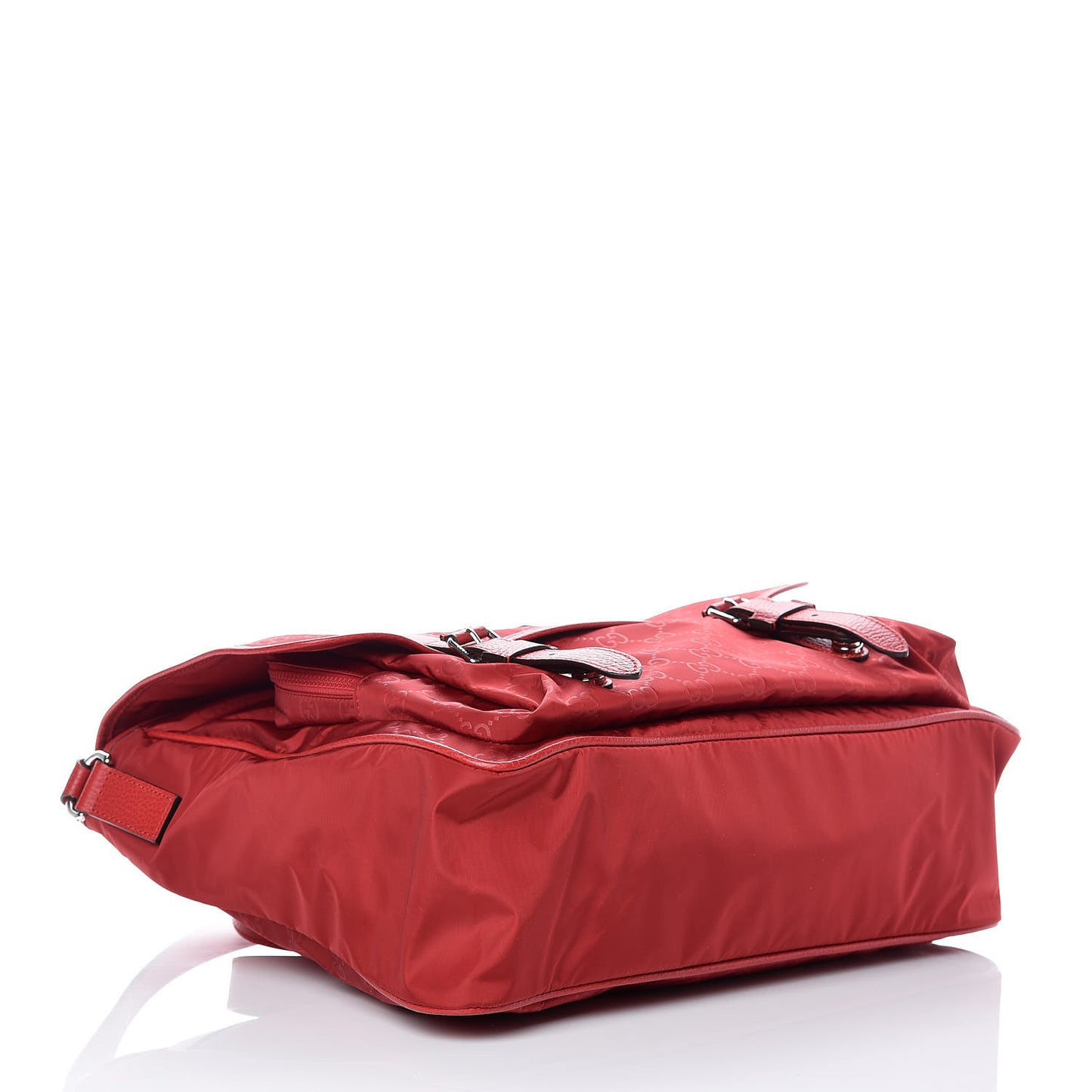 Nylon Monogram Double Buckle Flap Messenger Bag Vibrant Red