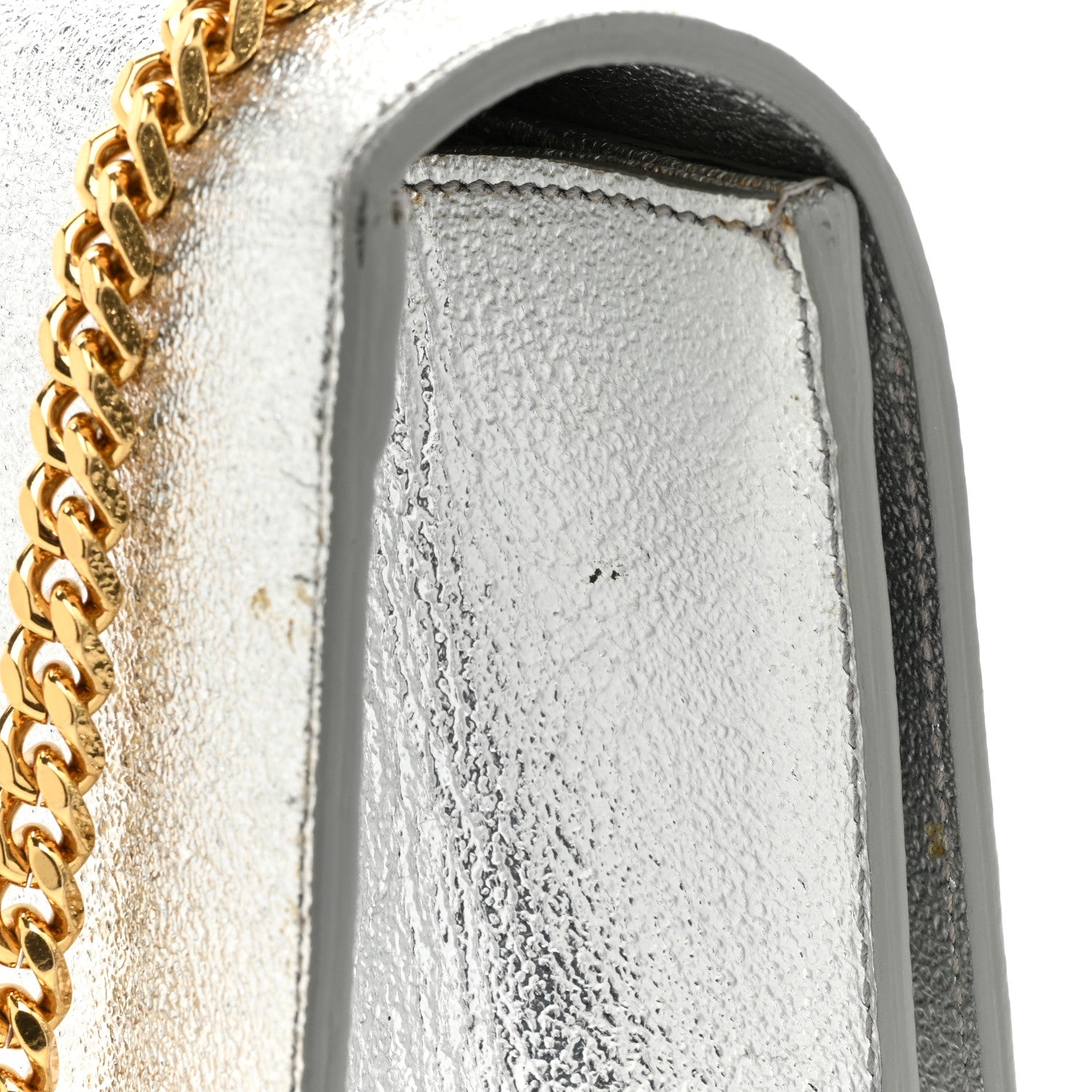 Saint Laurent Metallic Calfskin Medium Classic Monogram Kate Satchel Platine 16 of 18