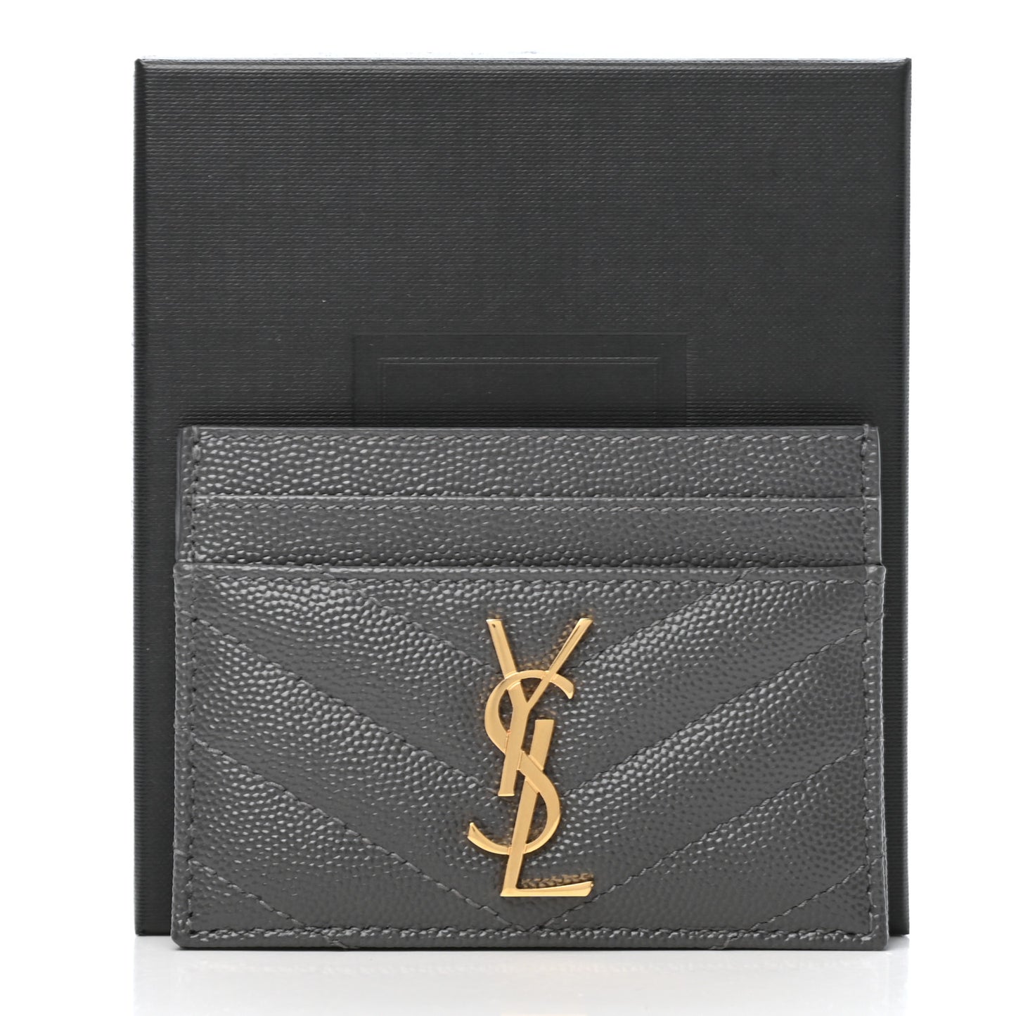 Grain De Poudre Matelasse Chevron Monogram Credit Card Case Storm