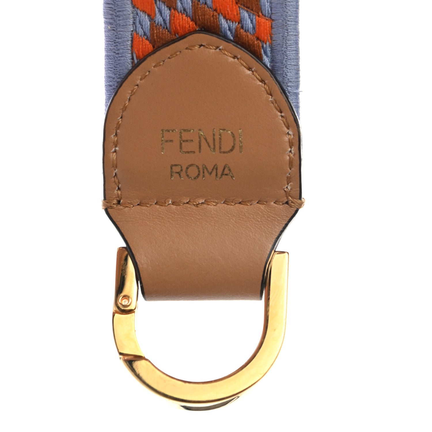 Fendi Canvas Calfskin Logo Embroidered Shaped Strap You Light Blue 4 of 7