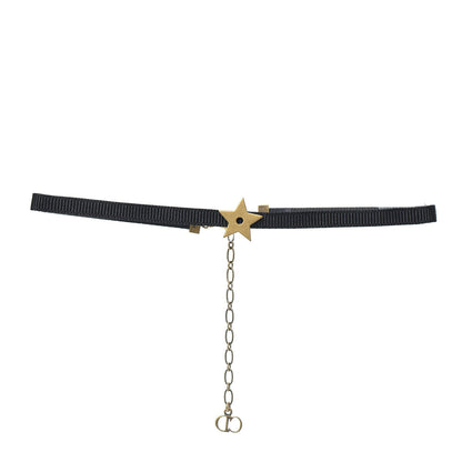 Christian Dior Grosgrain Ribbon Star Choker Necklace Black 1 of 4