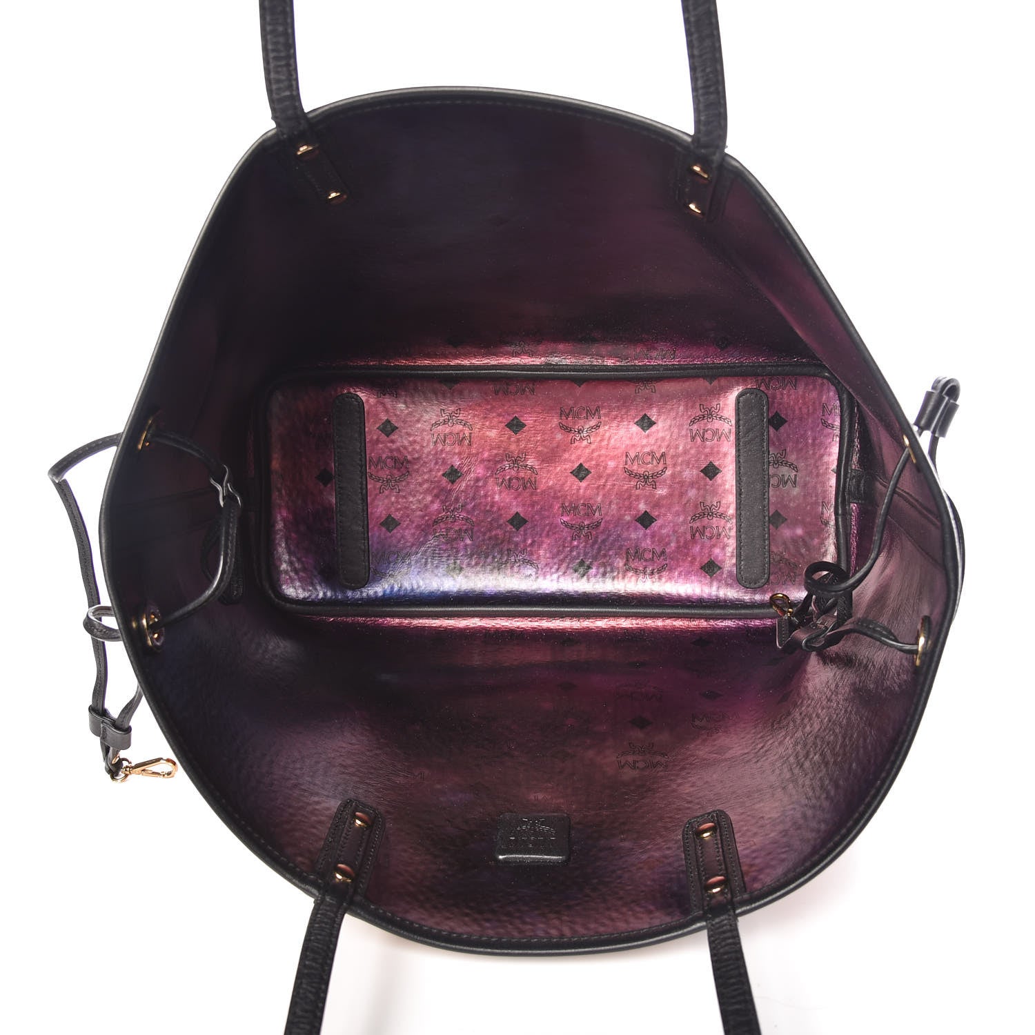 MCM Metallic Galaxy Visetos Medium Project Reversible Shopper Tote Cognac Multicolor 10 of 11
