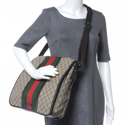 Gucci GG Plus Monogram Web Large Flap Messenger Bag Beige Dark Brown 2 of 7