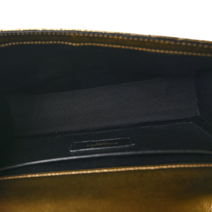 Saint Laurent Metallic Grain De Poudre Textured Mixed Matelasse Triquilt Medium Monogram Satchel Gold 5 of 9