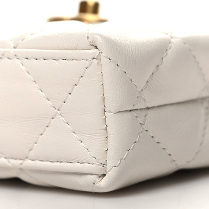 Chanel Shiny Aged Calfskin Quilted Mini Nano Kelly Shopper White 10 of 10