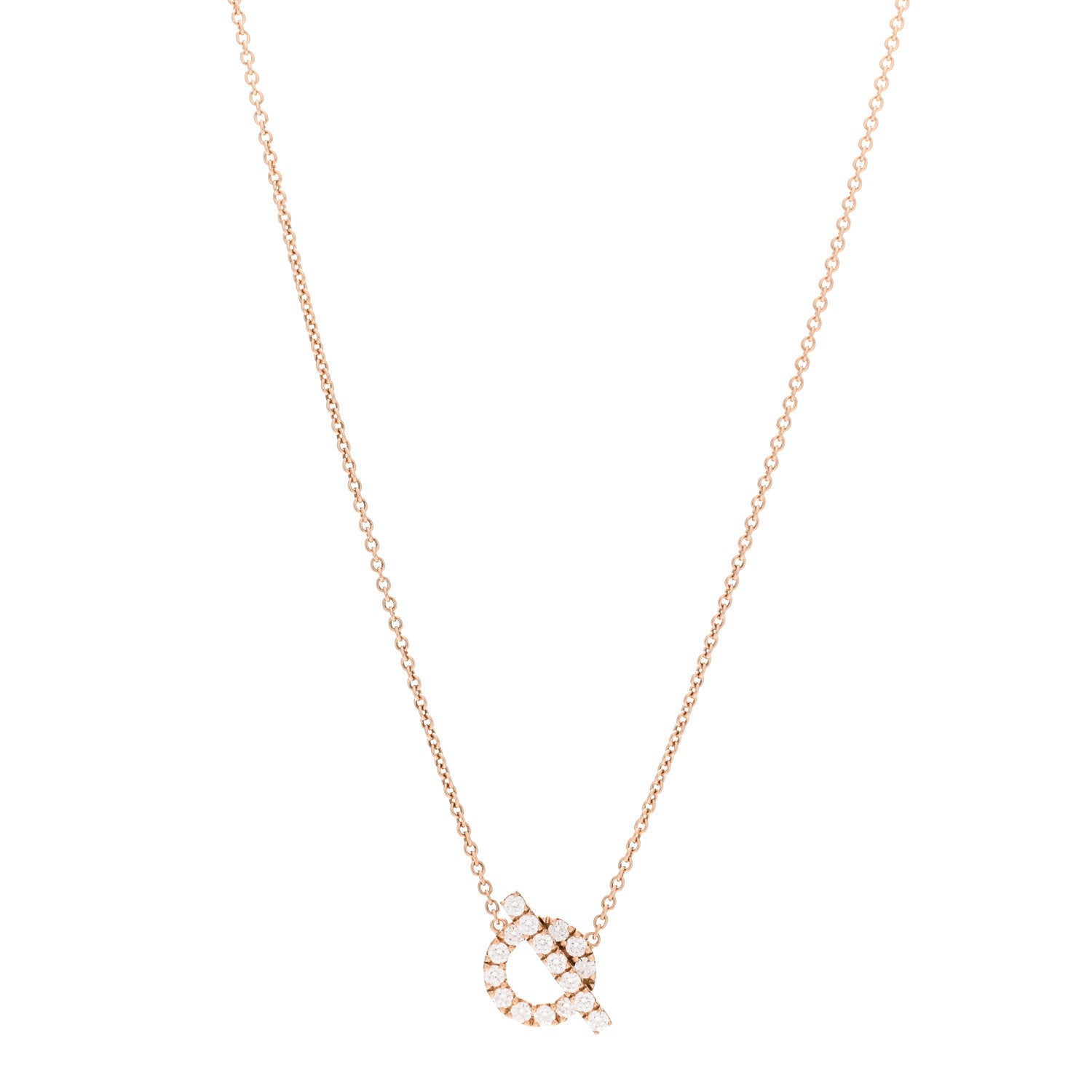 Hermes 18K Rose Gold Diamond Finesse Pendant Necklace 1 of 5