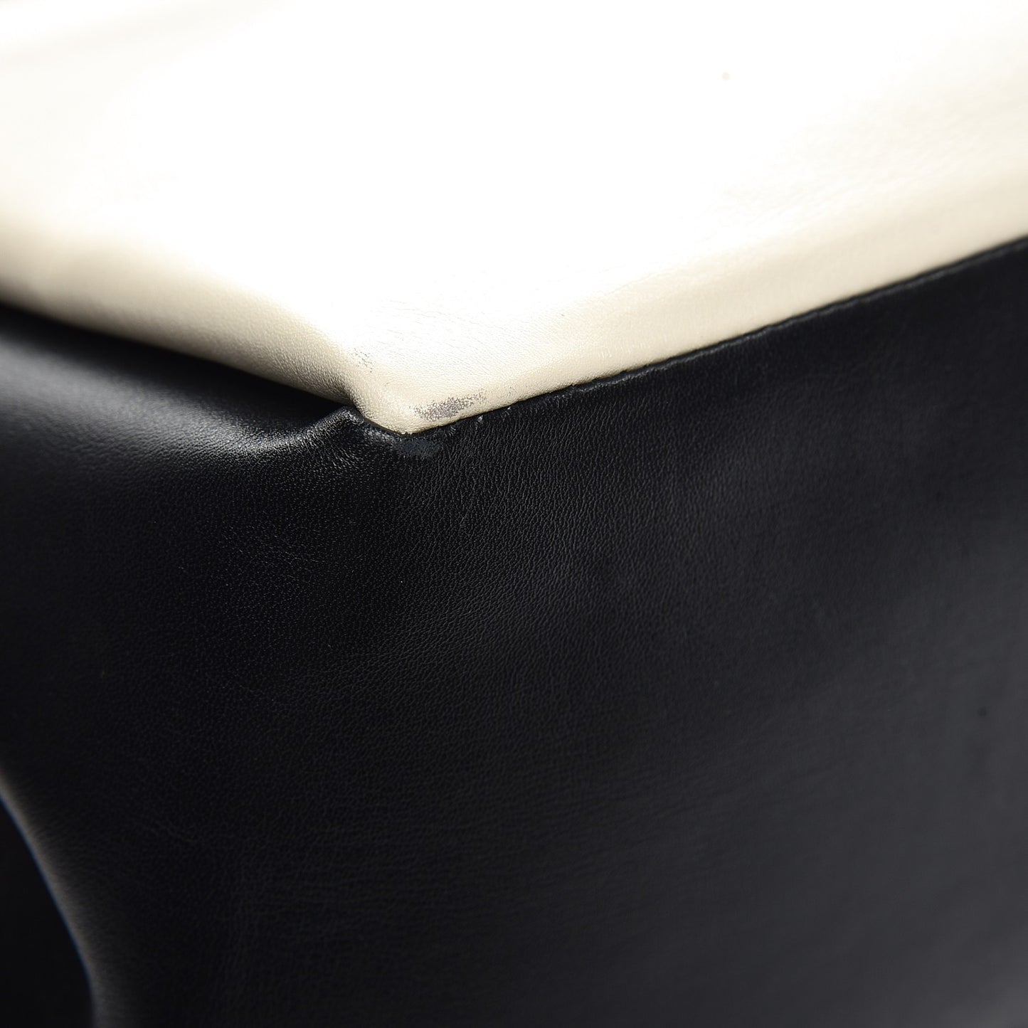 Calfskin Colorblock Single Handle Satchel Black White