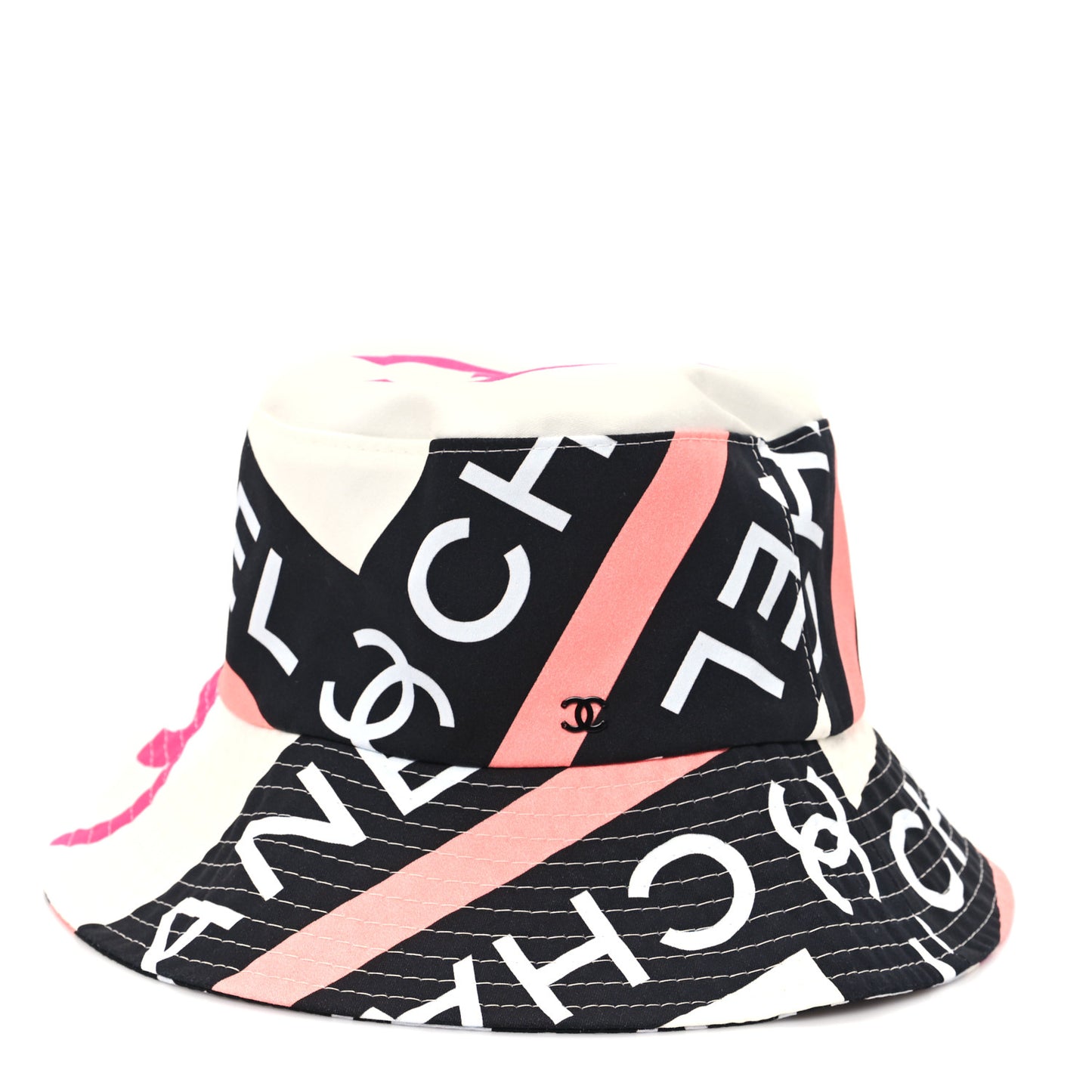 Cotton Logo Cloche Hat S Ecru Black Pink