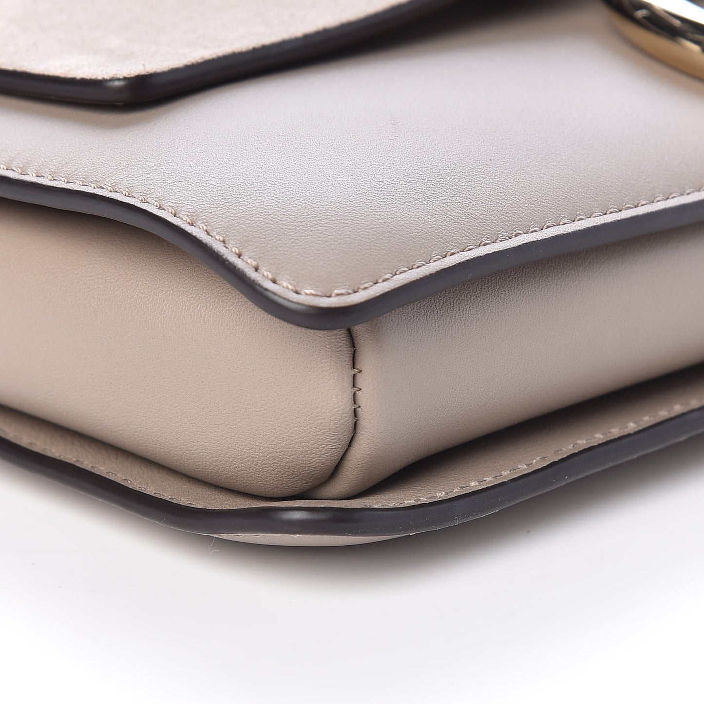Suede Calfskin Small Faye Shoulder Bag Motty Grey
