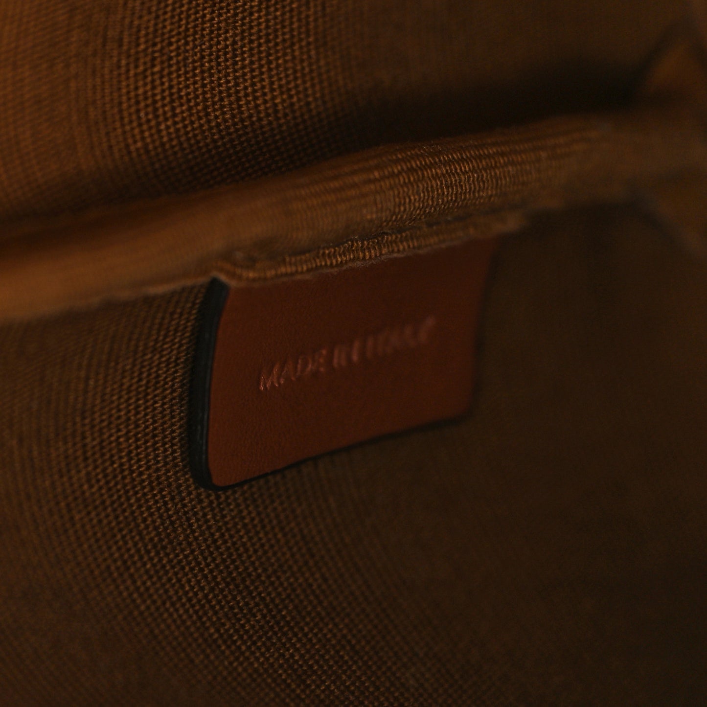 Triomphe Canvas Calfskin Small Bucket Bag Tan