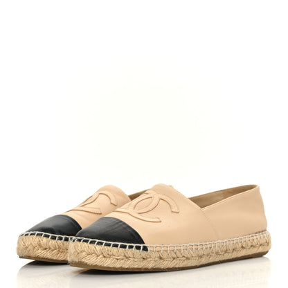 Chanel Lambskin CC Espadrilles 39 Beige Black 3 of 7