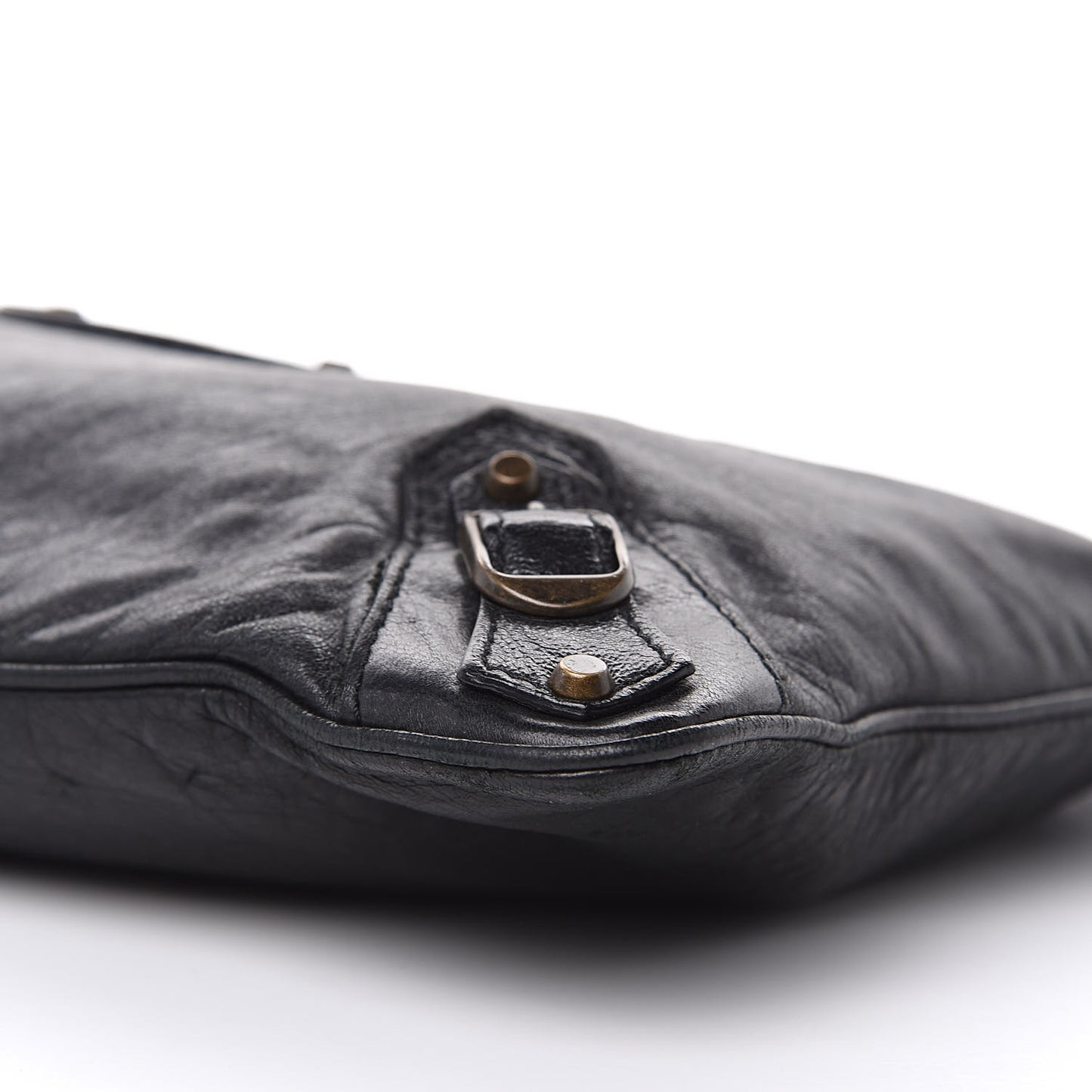 Agneau Classic Hardware Flat Handle Clutch Black