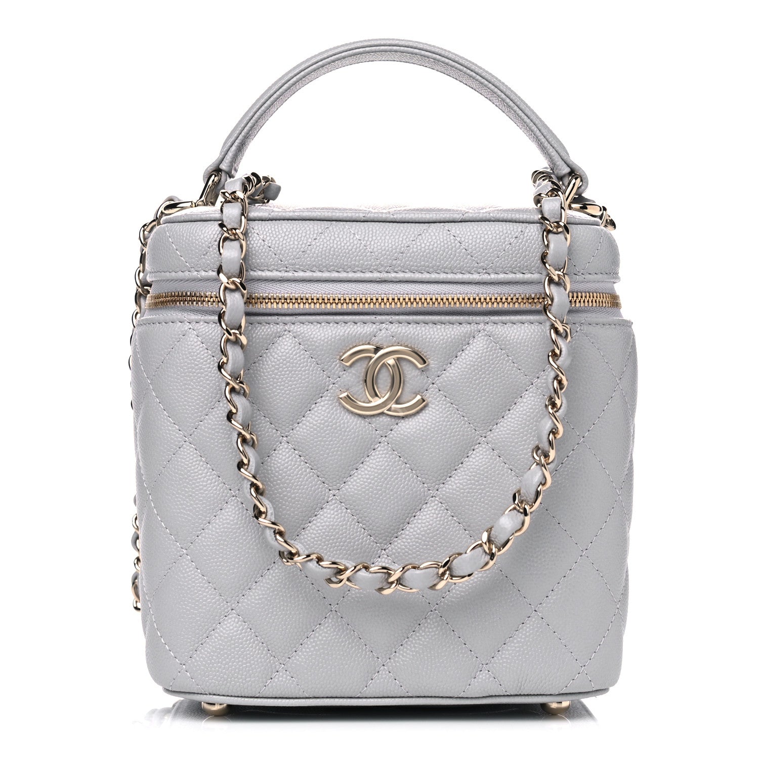 Chanel Caviar Quilted Small Top Handle Vanity Case With Chain Grey 1 of 4