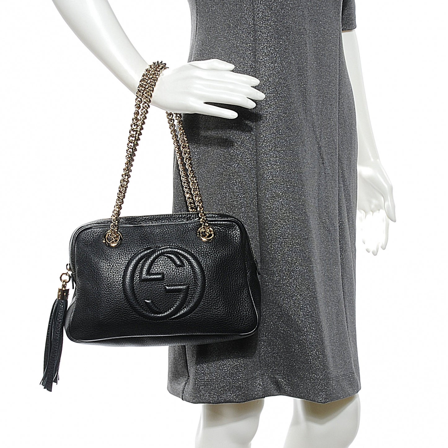 Pebbled Calfskin Small Soho Bowler Black