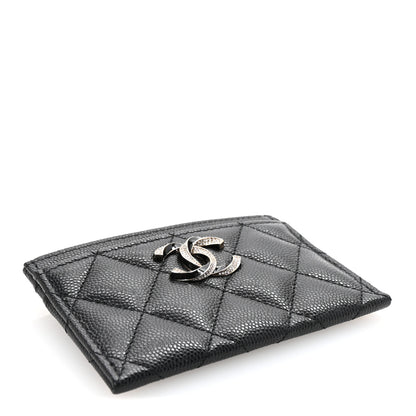 Chanel Caviar Quilted Crystal Enamel CC Card Holder Black 4 of 9
