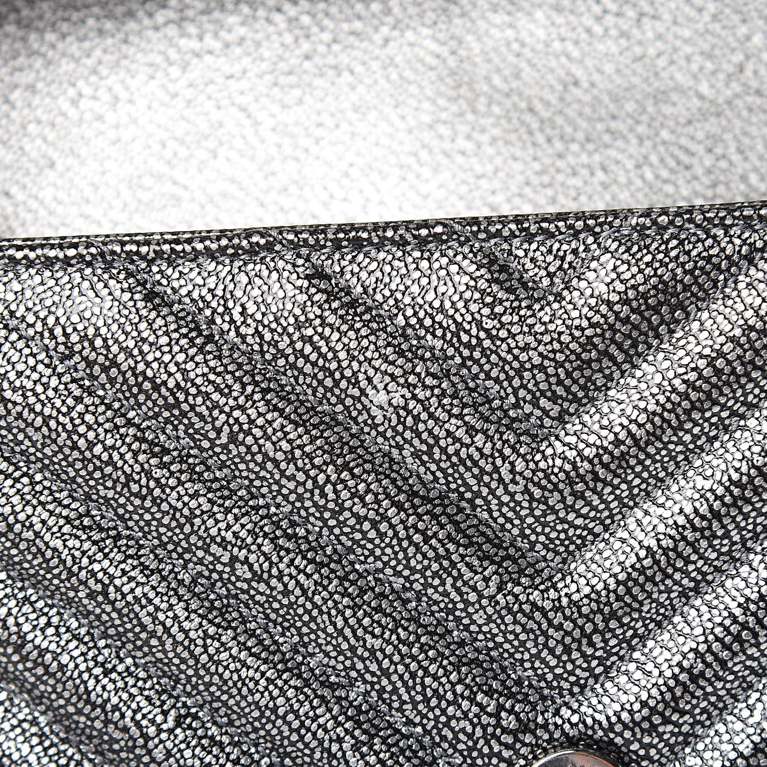 Saint Laurent Metallic Grain De Poudre Matelasse Chevron Monogram Medium College Bag Gunmetal 7 of 10