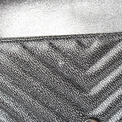 Saint Laurent Metallic Grain De Poudre Matelasse Chevron Monogram Medium College Bag Gunmetal 7 of 10