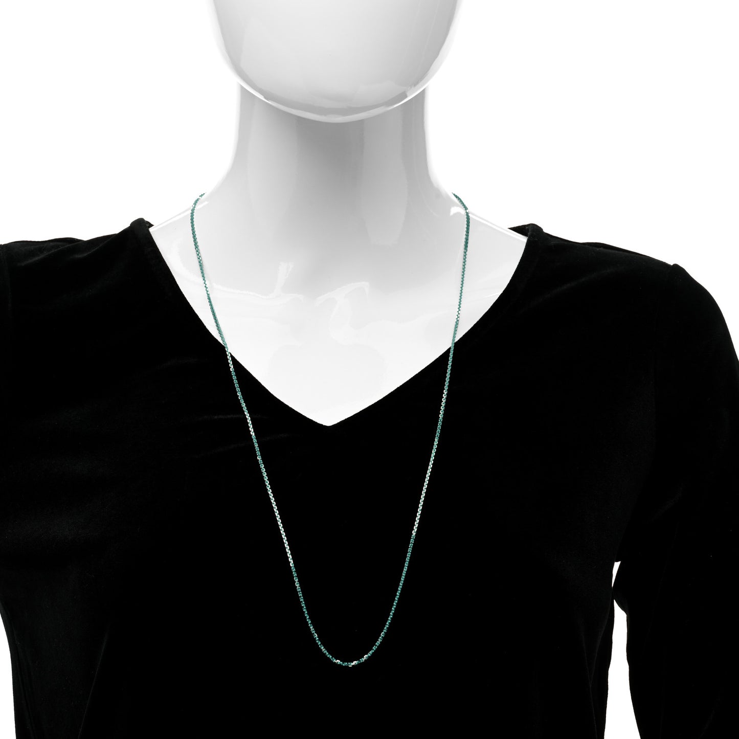 Sterling Silver Enamel 1.75mm Chain Necklace Blue 30"