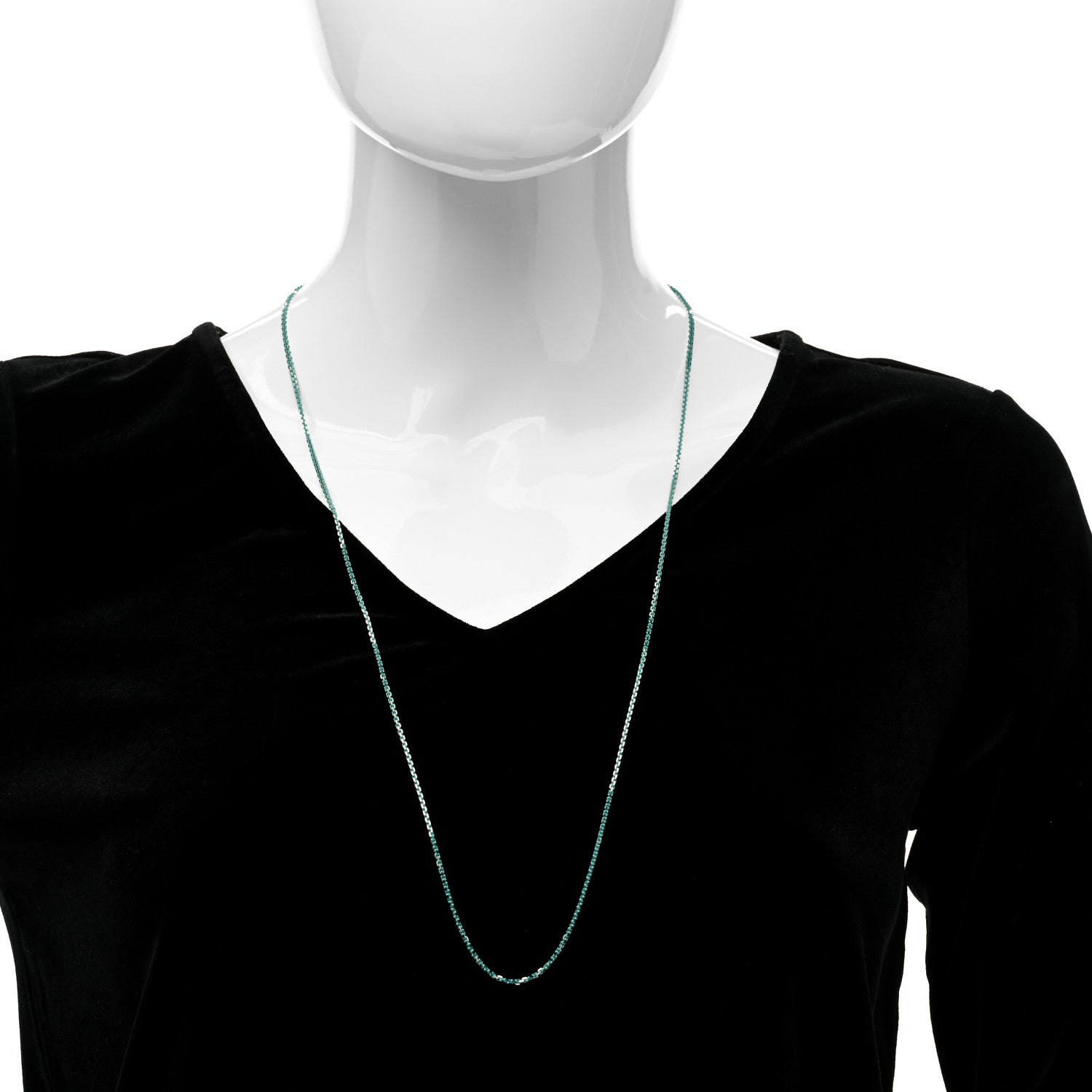 Tiffany Sterling Silver Enamel 1.75mm Chain Necklace Blue 30" 2 of 6