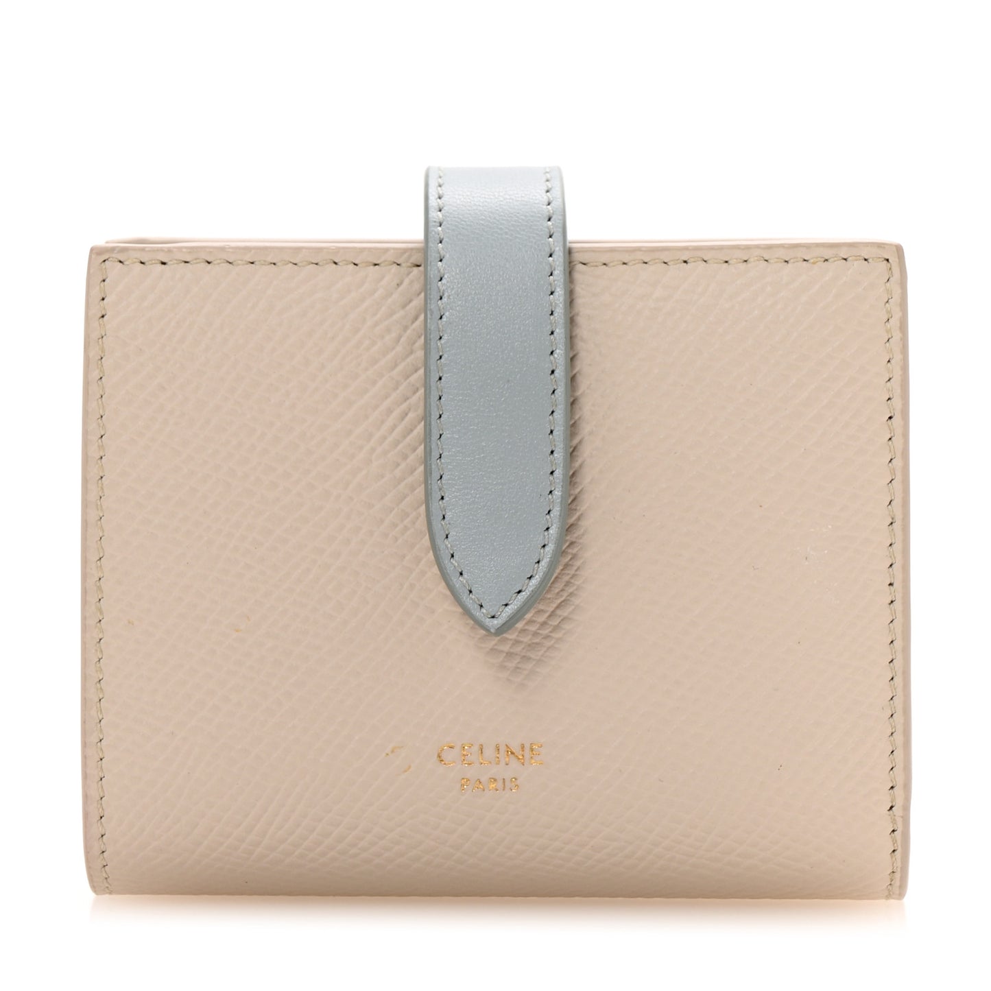 Grained Calfskin Small Multifunction Strap Wallet Light Beige Mineral