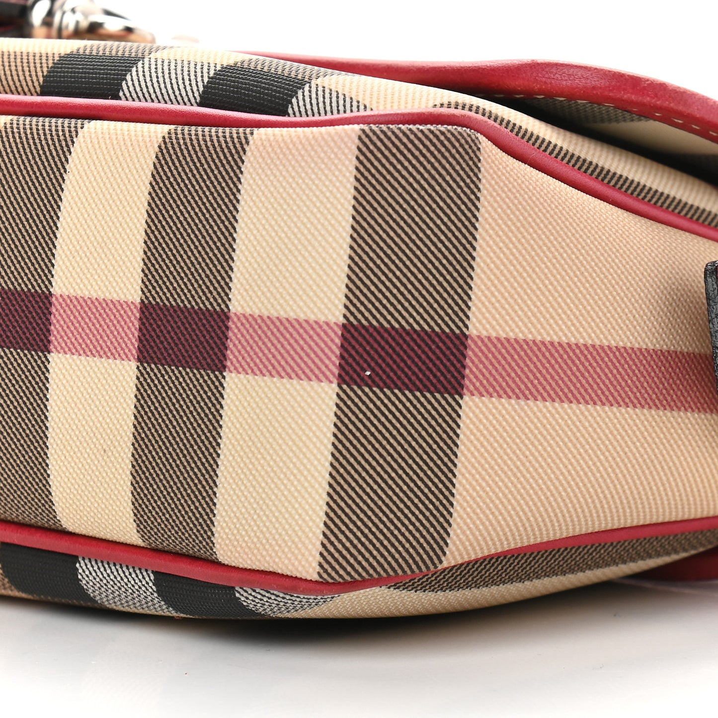 House Check Buckle Shoulder Bag Red
