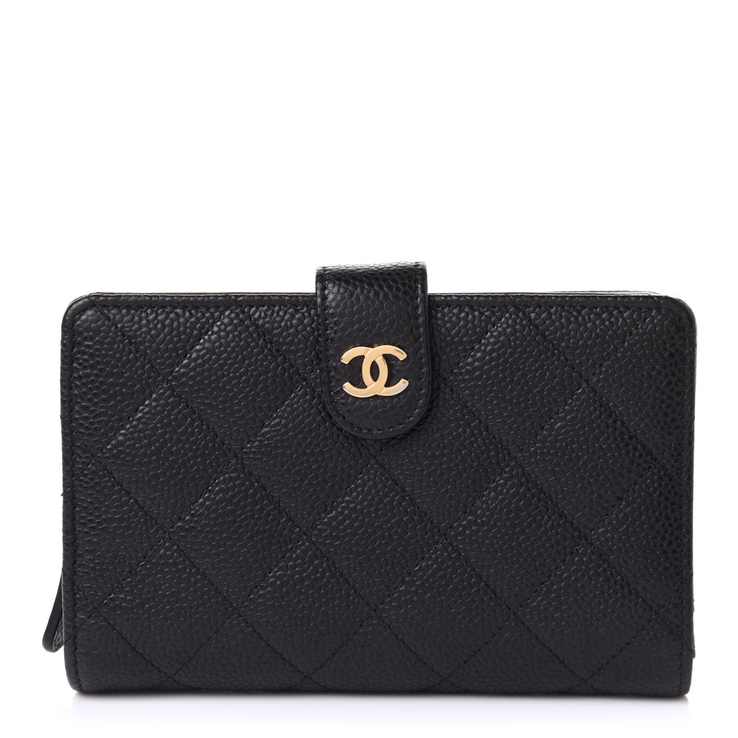Caviar Quilted Zipped Pocket Wallet Black