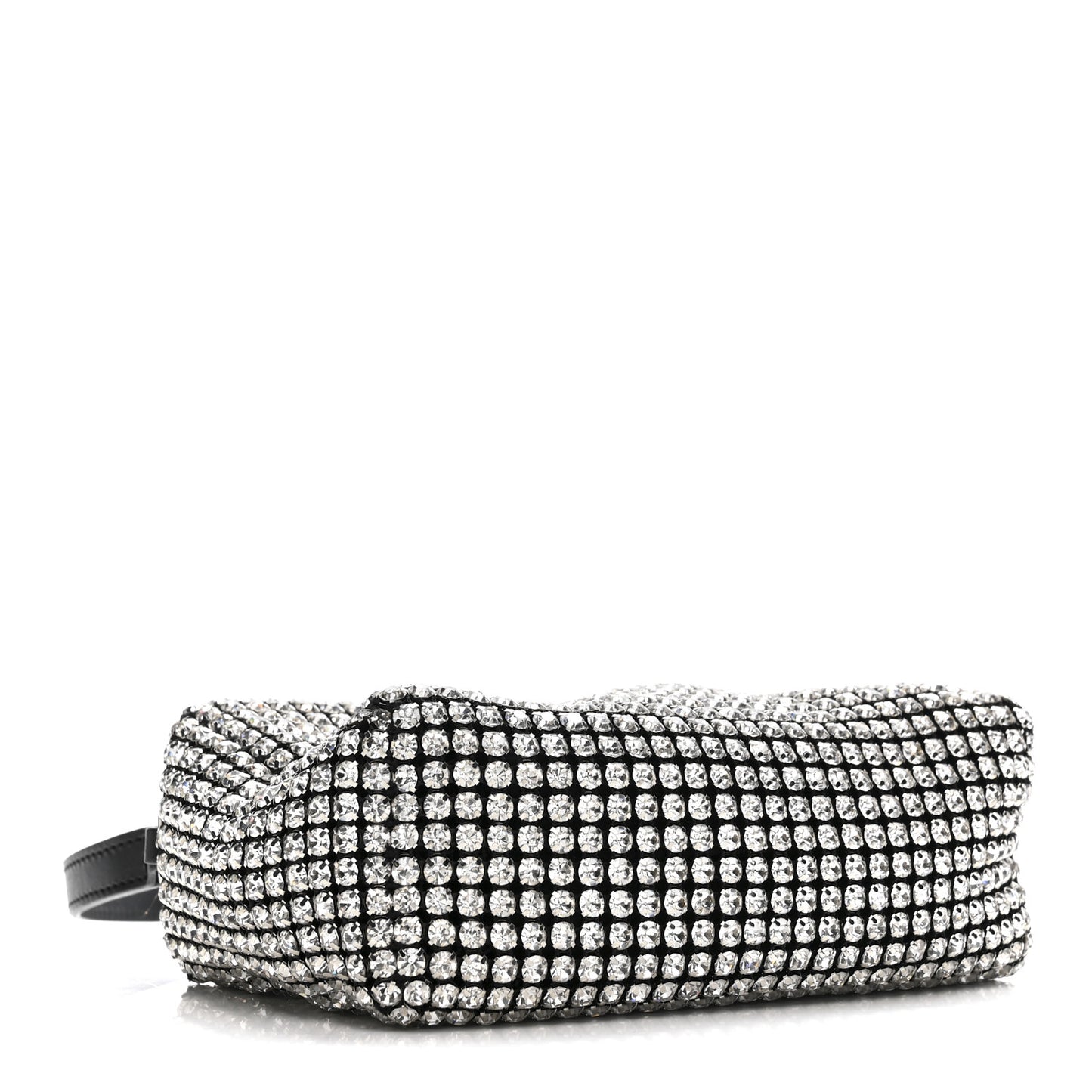 Mesh Crystal Rhinestone Mini Heiress Pouch Black Silver