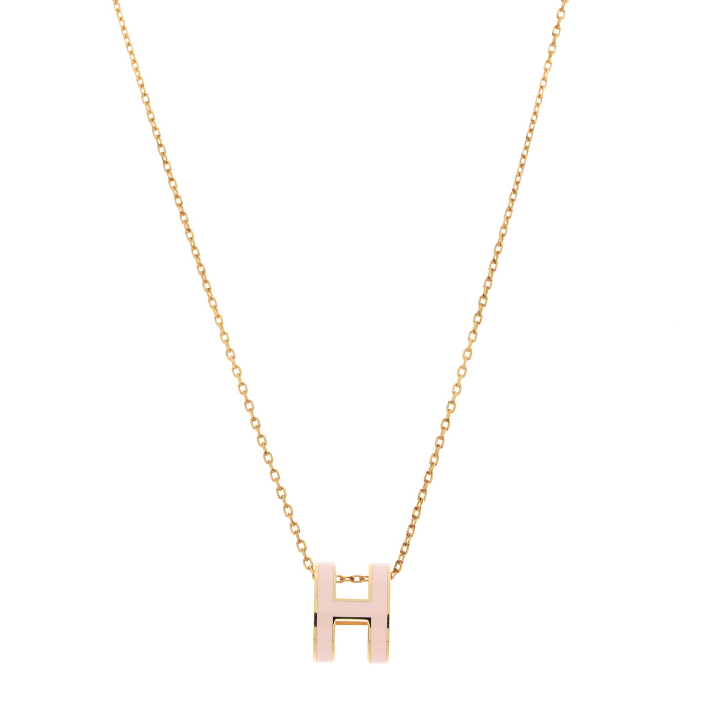 Lacquered Gold Pop H Pendant Necklace  Rose Dragee