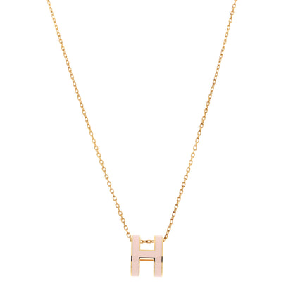 Hermes Lacquered Gold Pop H Pendant Necklace  Rose Dragee 1 of 7