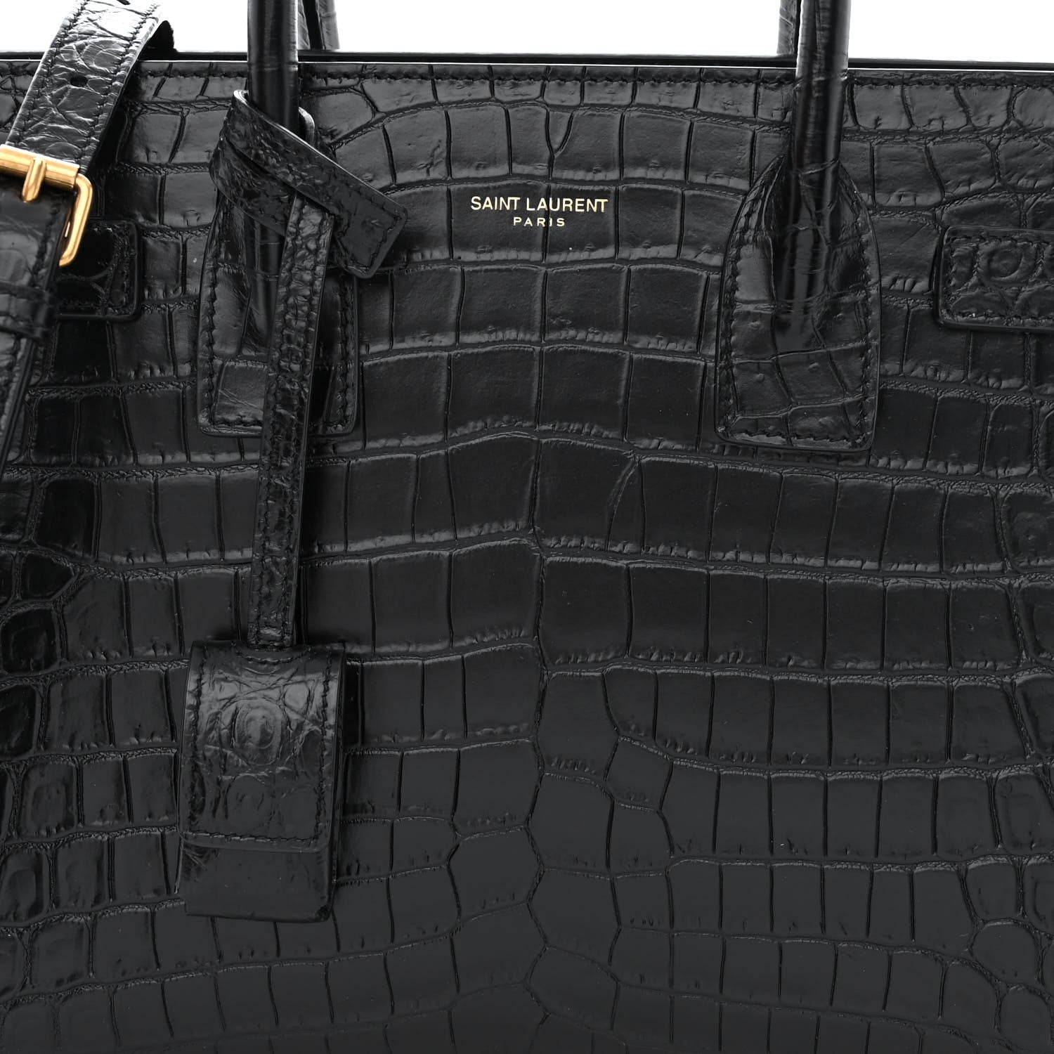 Saint Laurent Calfskin Crocodile Embossed Baby Sac De Jour Black 8 of 10