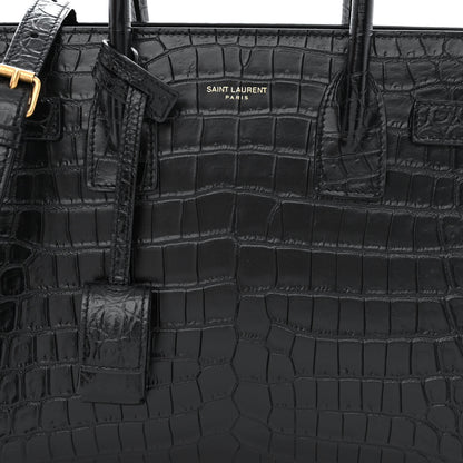 Saint Laurent Calfskin Crocodile Embossed Baby Sac De Jour Black 8 of 10