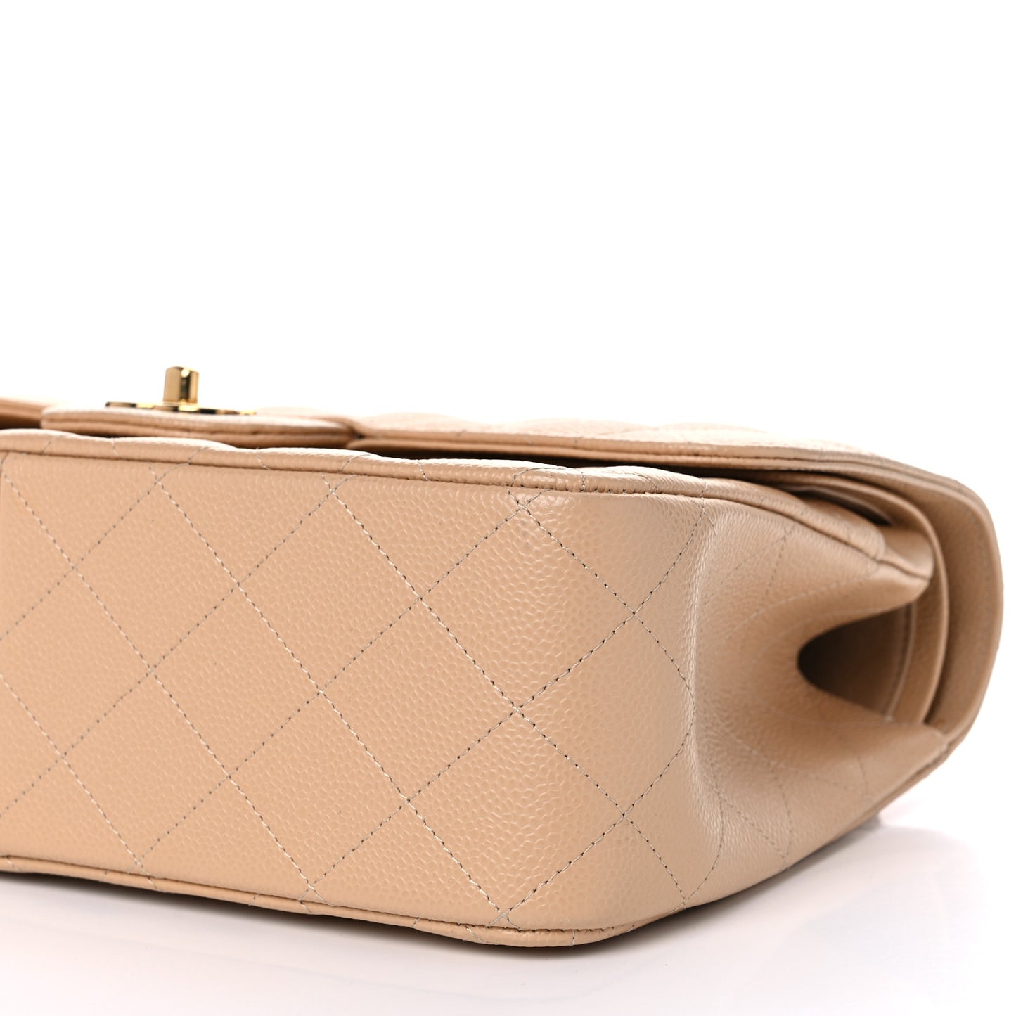 Caviar Quilted Jumbo Double Flap Beige Clair