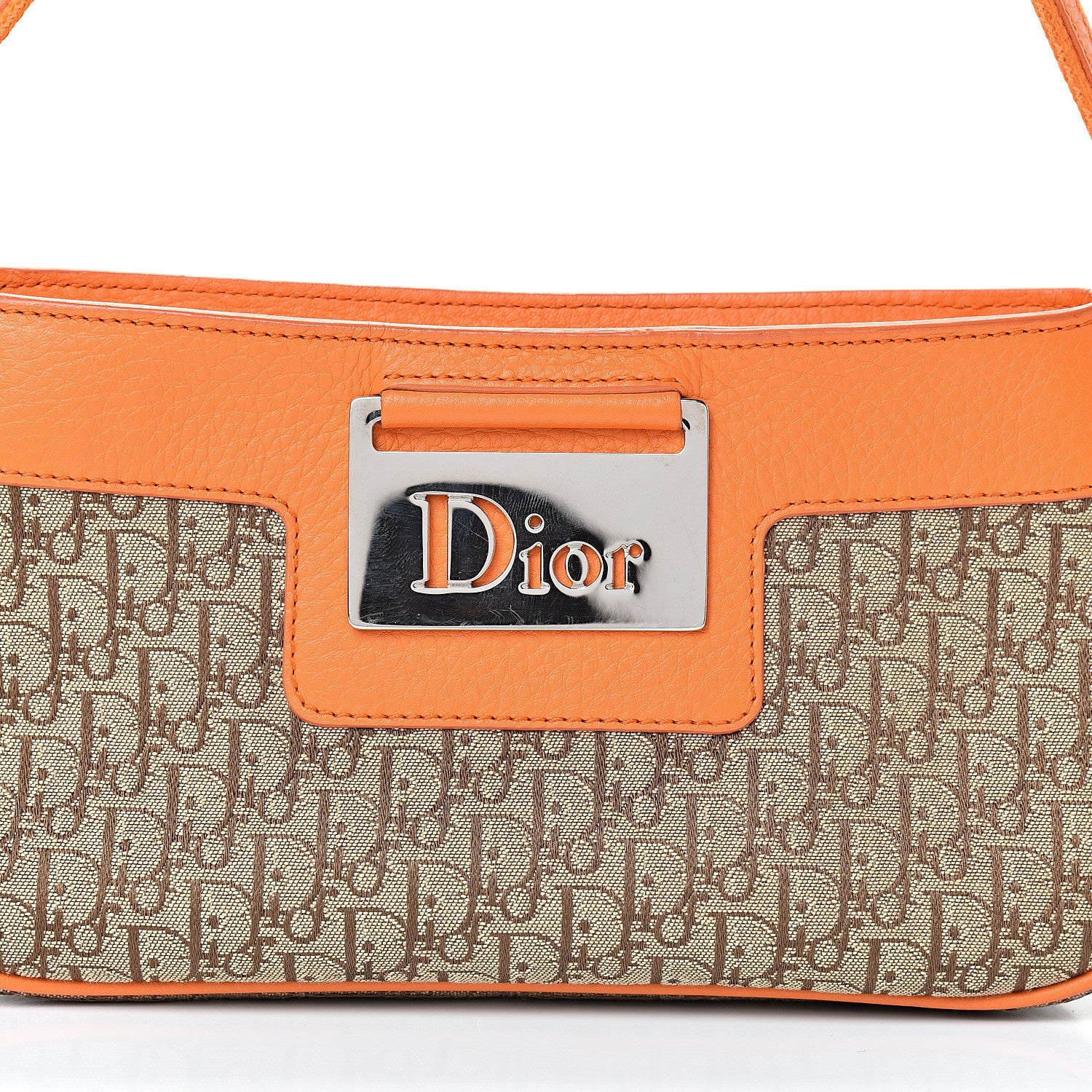 Christian Dior Monogram Shoulder Bag Orange Beige 7 of 11