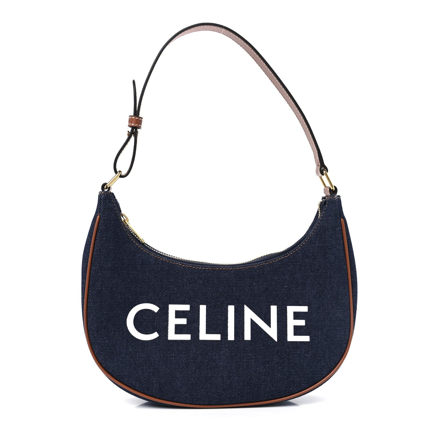 Celine Denim Ava Shoulder Bag Navy Tan 1 of 12