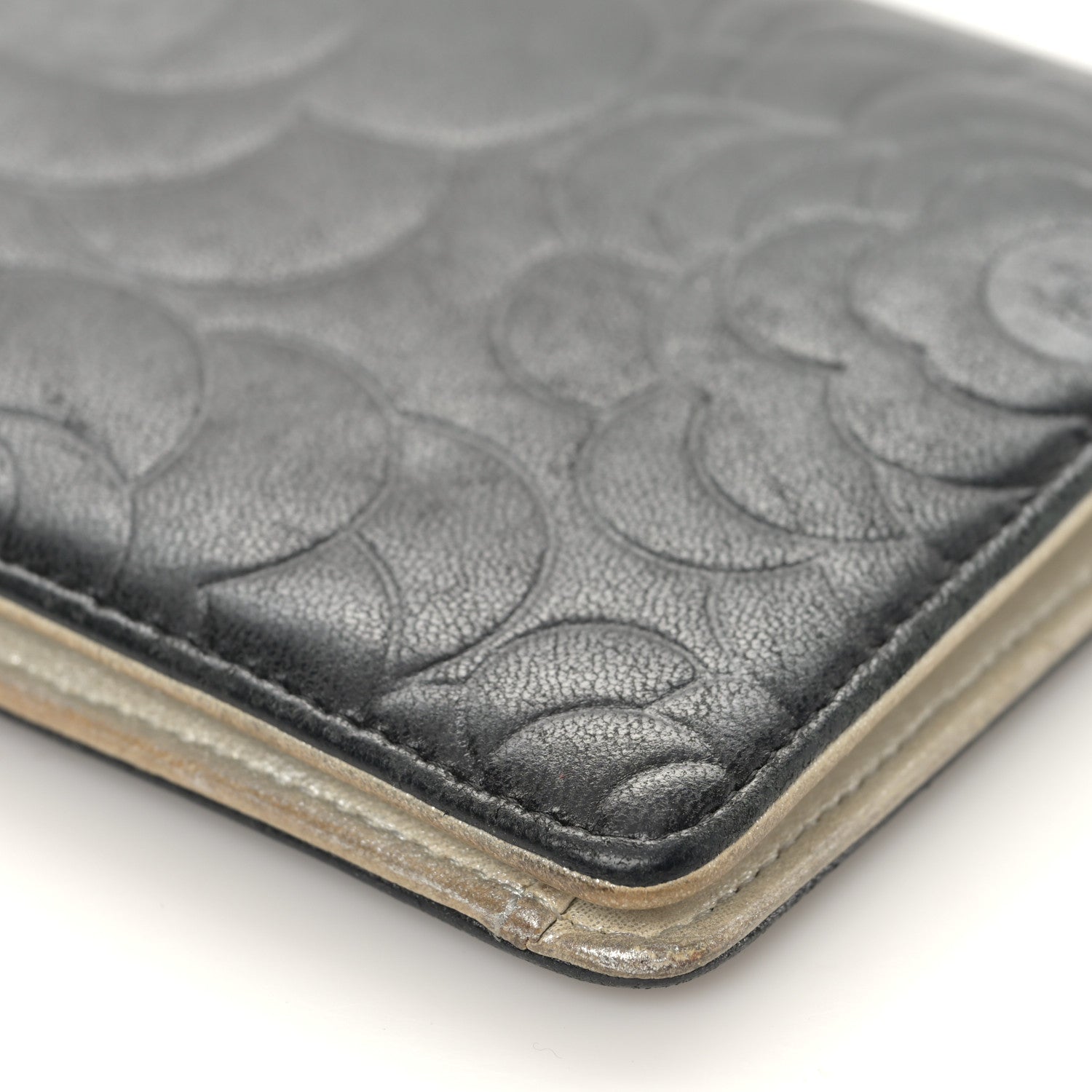 Chanel Lambskin Camellia Embossed Yen Wallet Black 10 of 10