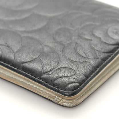 Chanel Lambskin Camellia Embossed Yen Wallet Black 10 of 10