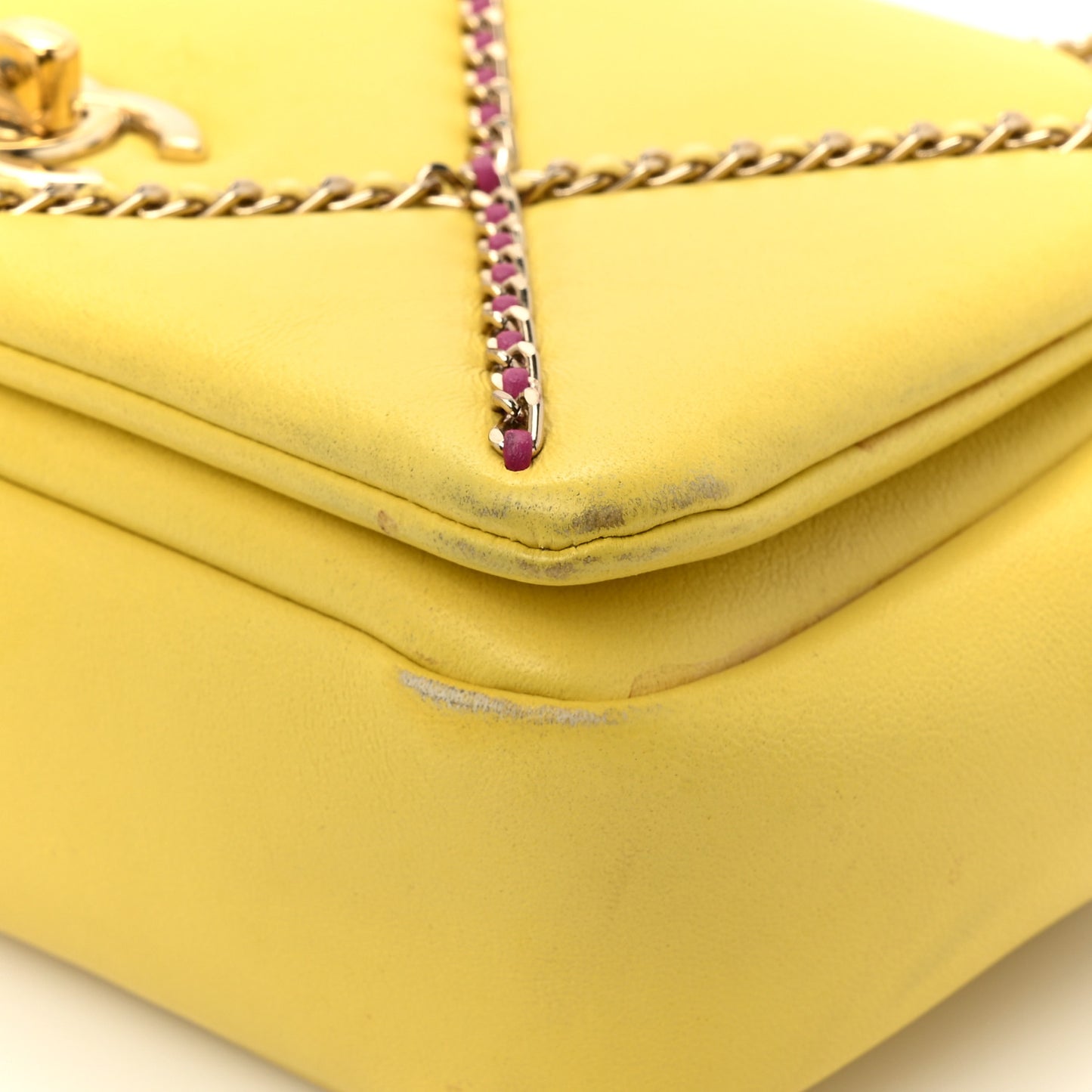 Lambskin Small Entwined Chain Flap Yellow Multicolor