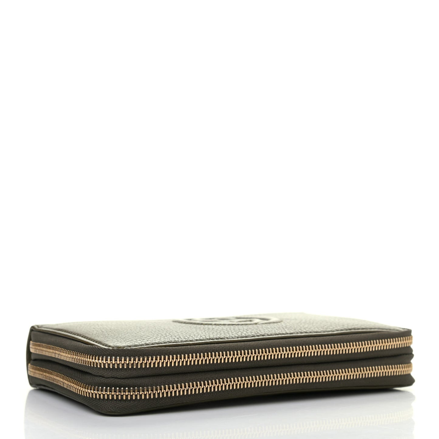 Pebbled Calfskin Soho Travel Document Case Dark Green