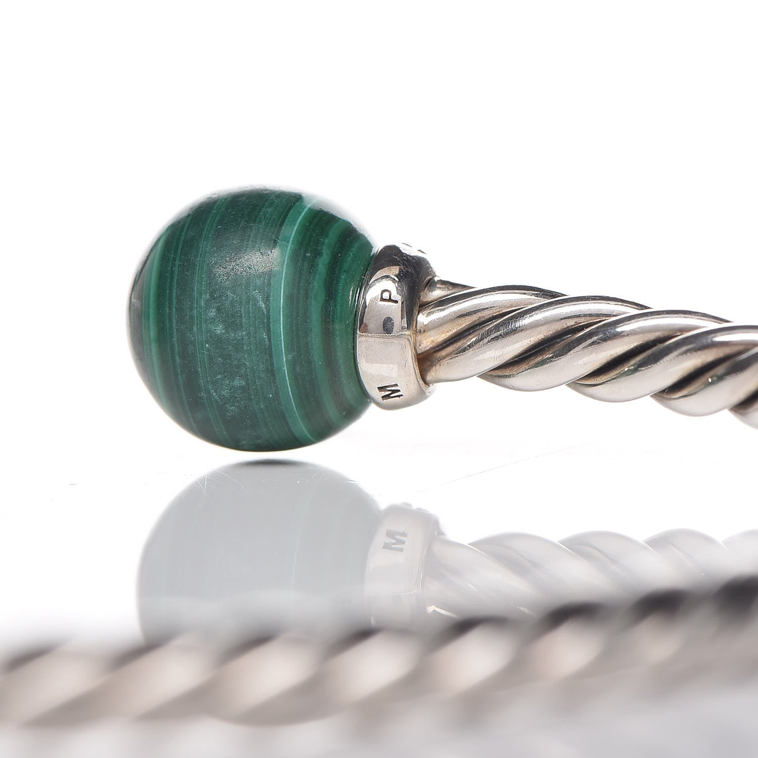David Yurman Sterling Silver Diamond Malachite 9mm Solari Bracelet 6 of 6